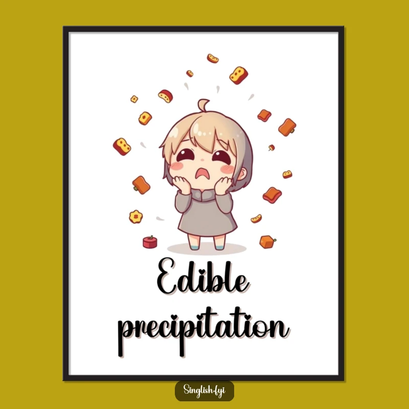 Funny Food Rain Character Digital Art - Instant Download Surprise Print - Unique Funny Gift Decor