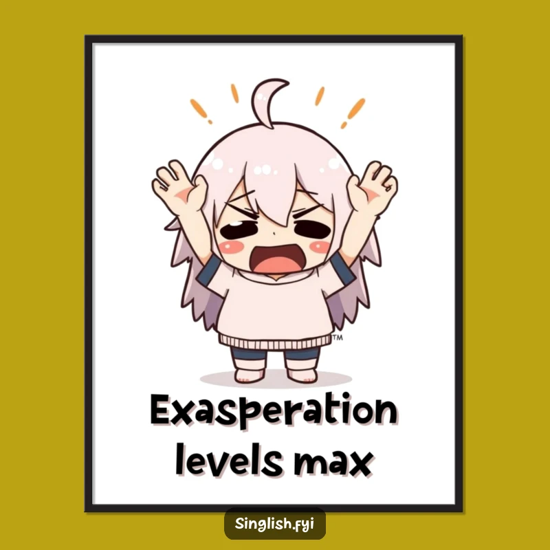 Funny Exasperated Character Digital Art: Dramatic Humor for Your Space