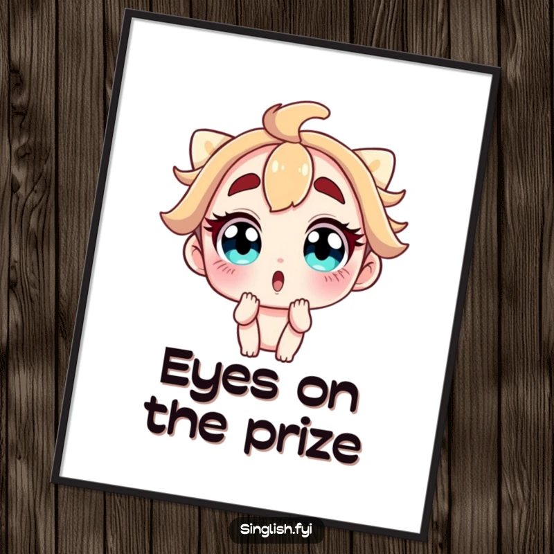 Funny digital art print of a character's face with wide, astonished eyes and raised eyebrows, capturing a moment of pure surprise.