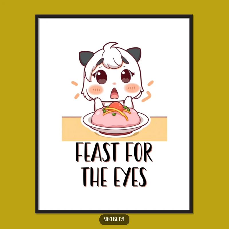 Funny Surprised Foodie Digital Print, Gasping Dish Decor, Instant Gift