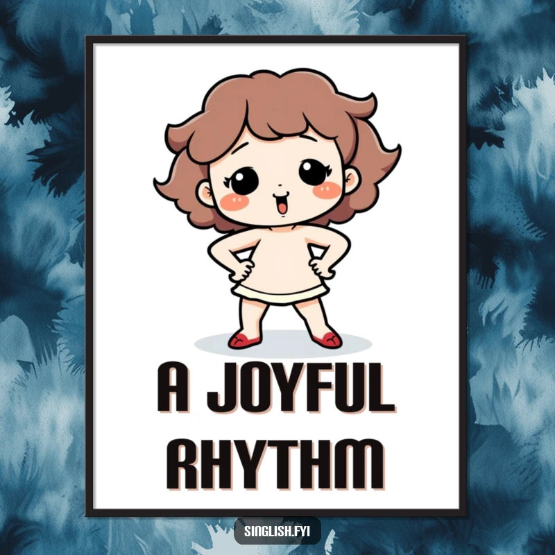 Funny Dancing Character Digital Art Print of a cute character performing a silly dance with hands on hips, full of playful expression.