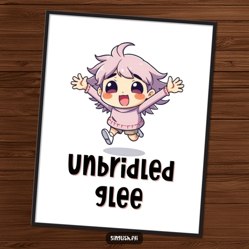 Funny character digital art print in an exaggerated running pose with arms flailing, ideal for humorous and energetic wall decor.