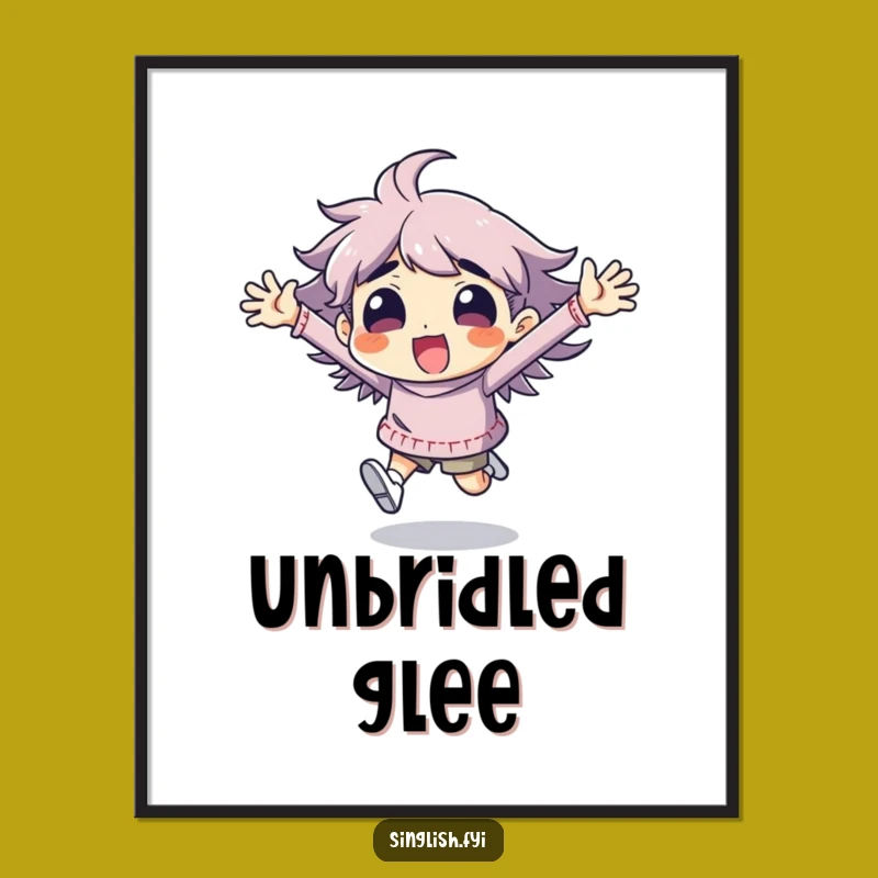 Funny Excitement Digital Print: Instant Energetic Wall Art with Humorous Character Gift