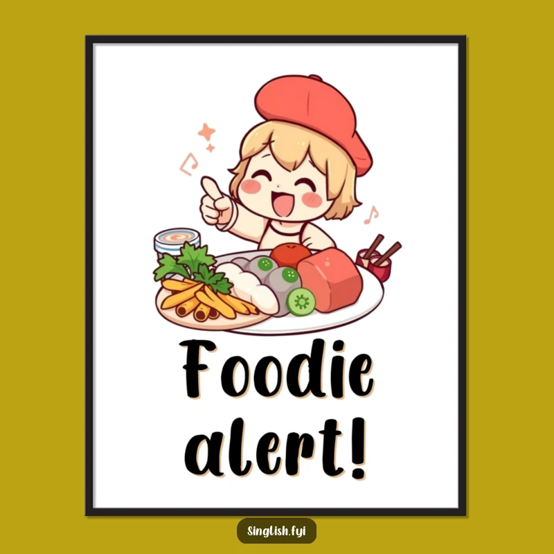 Funny Foodie Character Digital Art - Instant Download Foodie Print - Unique Funny Gift Decor