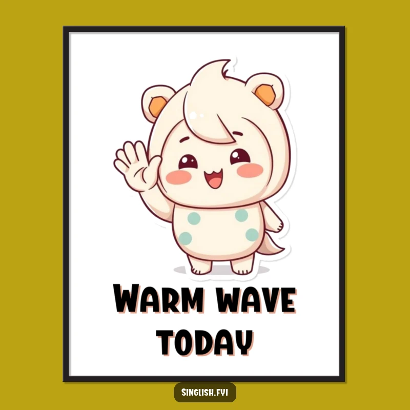 Funny Friendly Wave Digital Art: Instant Welcome for Your Walls!