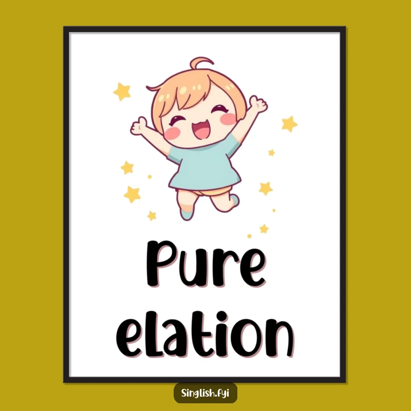 Funny Joyful Character Star Jump Digital Art: Instant Energy Print, Perfect Funny Gift