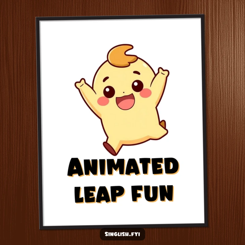 Funny Playful Jump Digital Art Print: A high-resolution image of a character joyfully jumping with a big smile, ideal for instant wall art.