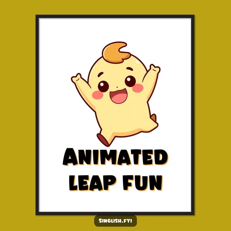 Funny Playful Jump Character Digital Art Print: Instant Happy Wall Decor