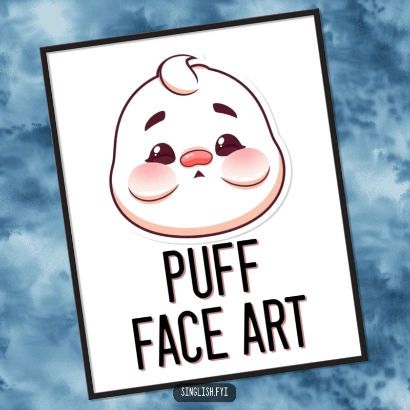 Funny Puffed Cheeks Digital Art Print of a character making a funny, exaggerated face with puffed cheeks, capturing comical silliness humorously.