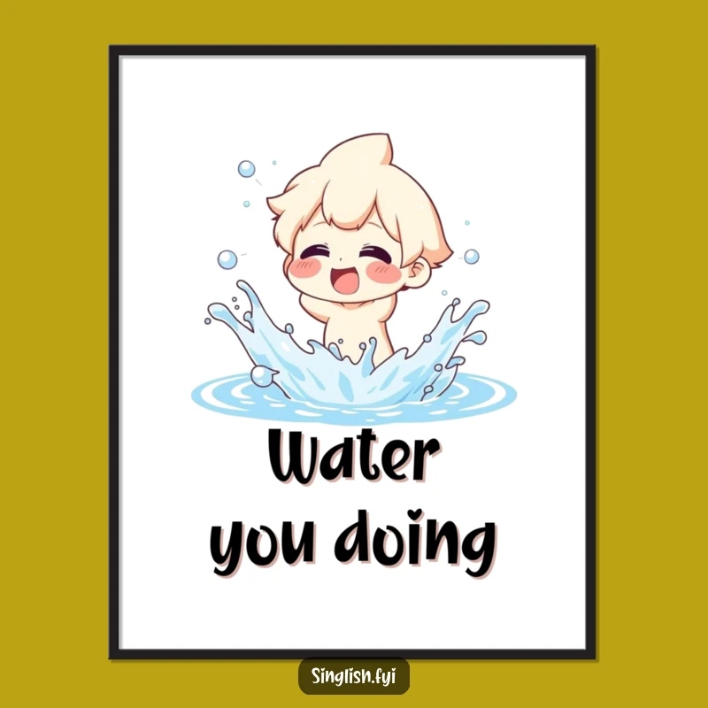 Funny Splashing Water Digital Art: Glee Character Print - Humorous Gift