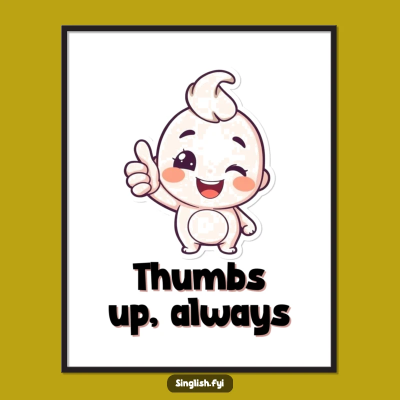 Funny Thumbs Up Digital Art: Cheerful Character Printable Decor, Instant Happy Gift!