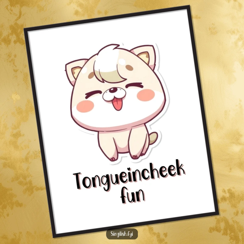 Funny Tongue Out Wink Digital Art Print of a character winking and sticking its tongue out, humorous and cheeky artwork.