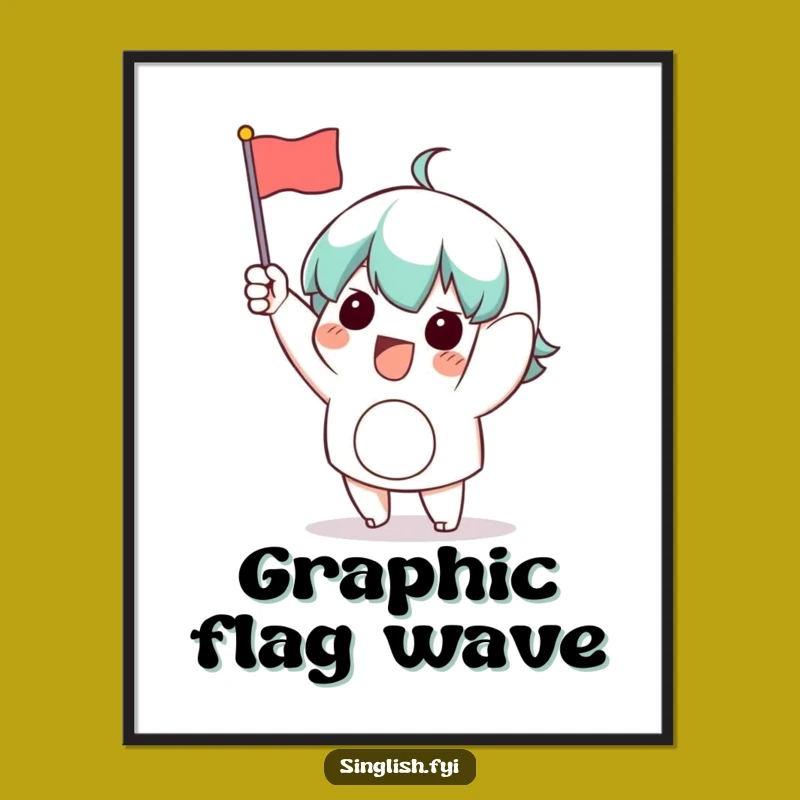 Funny Waving Flag Character Digital Art Print: Instant Celebratory Wall Decor