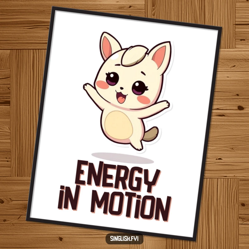 Funny Digital Art Print: A character wiggles energetically, bringing instant fun. Playful decor.