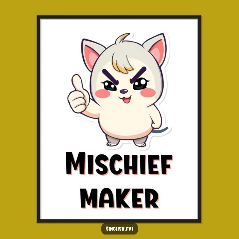 Funny Winking Thumbs Up Digital Art: Instant Playful Print Gift