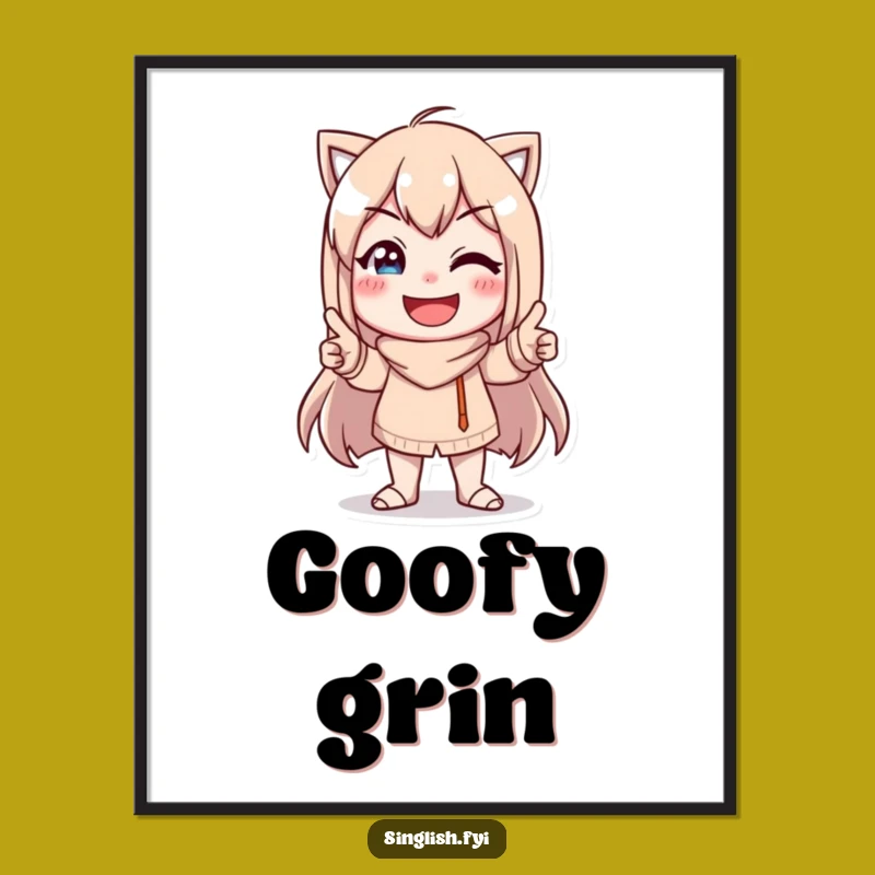 Funny Character Pose Digital Art Print - Instant Goofy Smile Art Gift