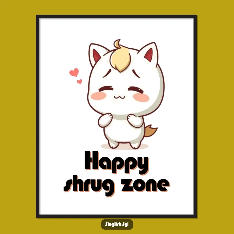 Funny Shrug Character Digital Art: Instant Happy Confusion Decor!