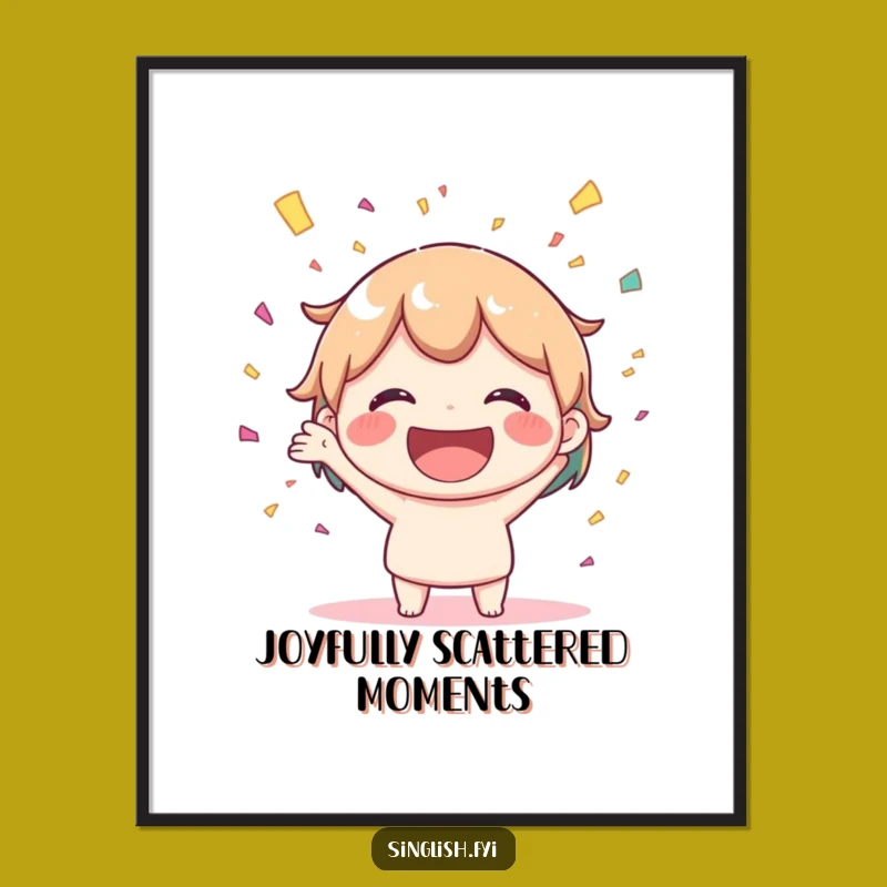 Funny Joyful Confetti Digital Print, Big Smile Party Decor, Instant Gift