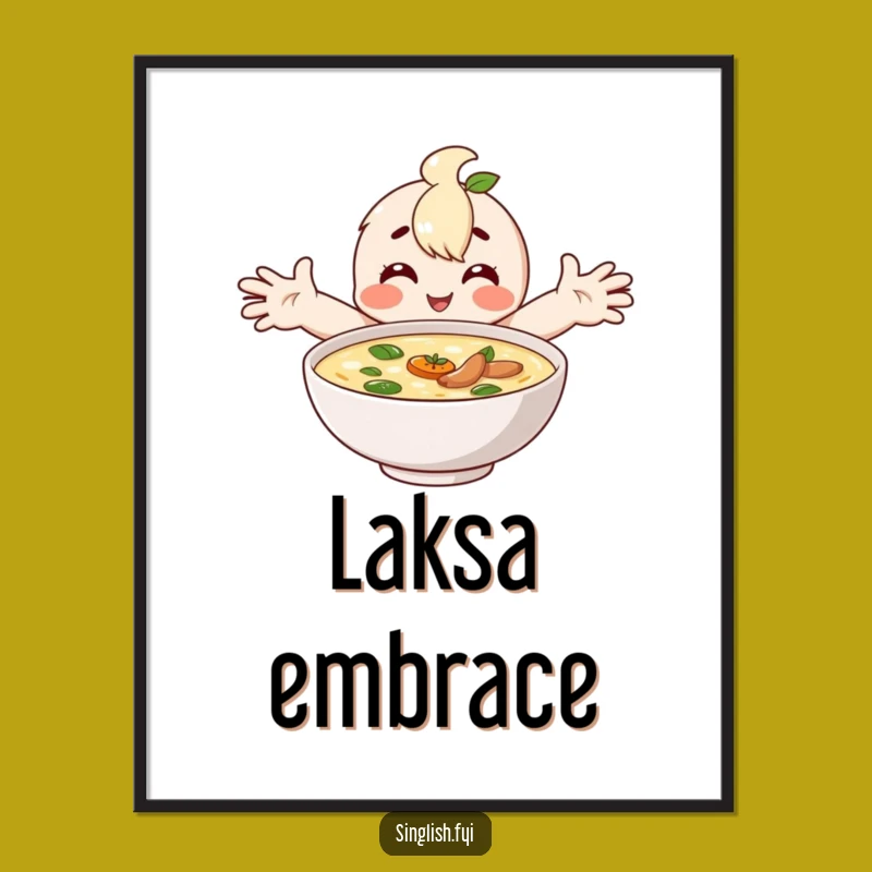 Funny Happy Laksa Digital Print - Comforting Embrace Art for Perfect Gifts
