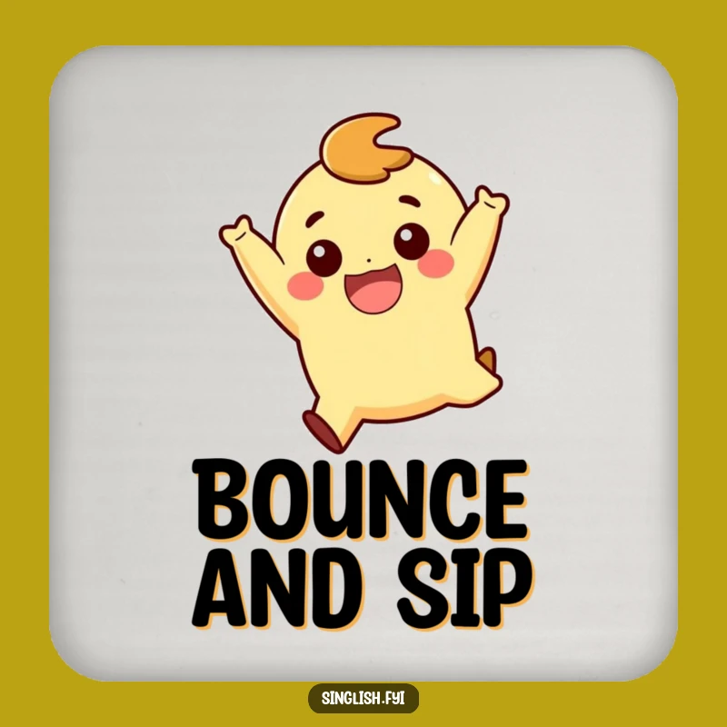 Funny Playful Jump Character Drink Coaster: Protect Surfaces with Joy