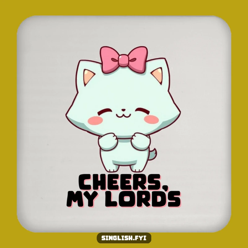 Funny Mock Bow Coaster Set: Cheeky Grin Character - Humorous Bar Gift