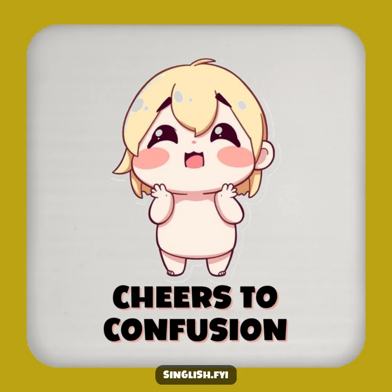 Funny Shrugging Character Coaster - Confused Protection, Perfect Funny Gift!