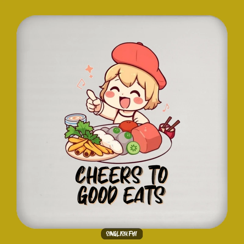 Funny Foodie Character Coaster Set - Protect Surfaces with Flavor - Charming Funny Gift for Hosts