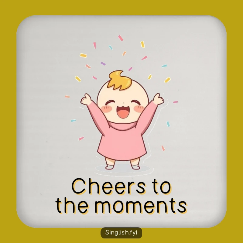 Funny Confetti Thrower Drink Coaster: Joyful Character Festive Gift