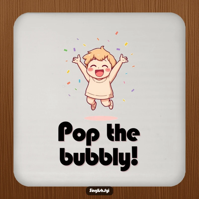 Funny Celebration Coasters: A set of coasters with a character joyfully jumping and throwing confetti, adding funny festivity.