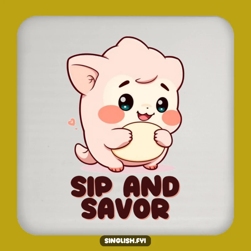 Funny Cheeky Lah Character Drink Coaster: Protect Surfaces with Humor