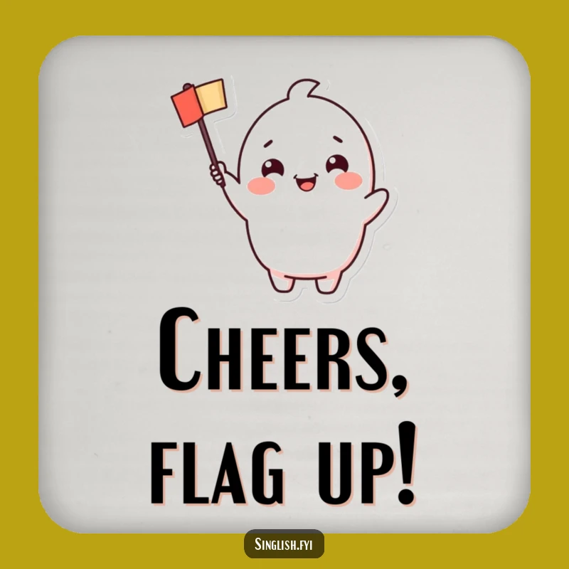 Funny Cheerful Waving Flag Character Coaster Set: Cute Protection, Ideal Funny Gift