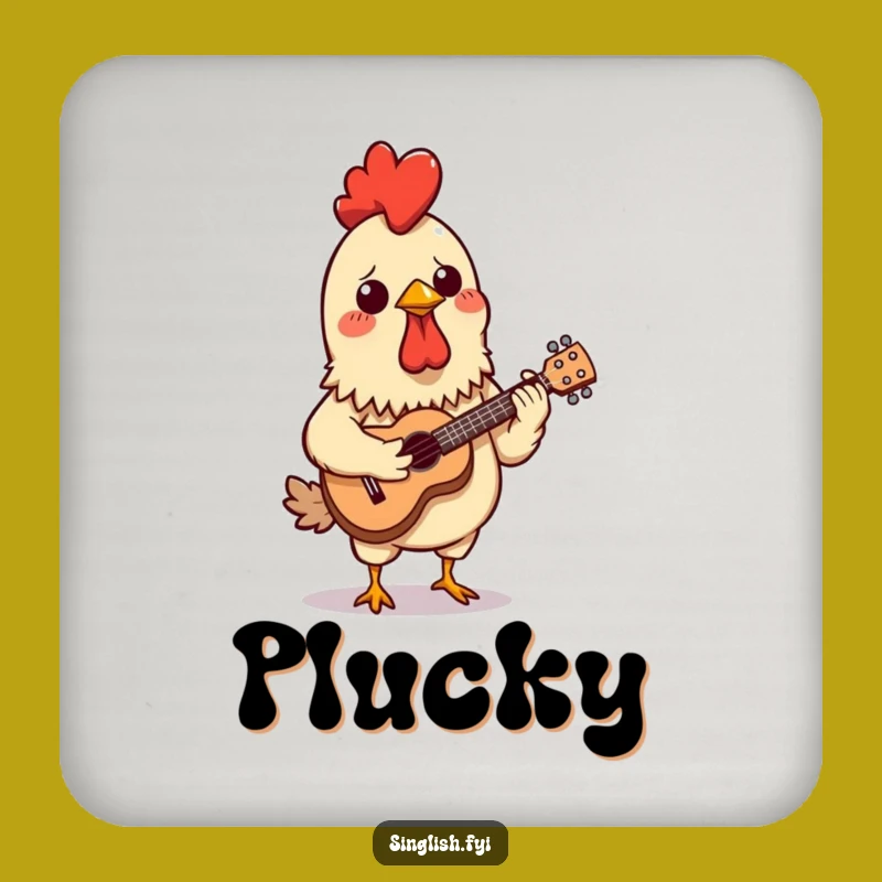 Funny Chicken Skewer Coaster - Confused Ukulele Drink Mat, Unique Funny Gift