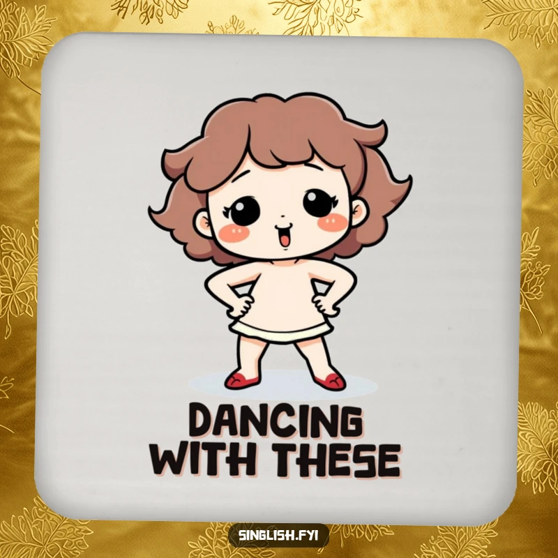 Funny Dancing Character Coaster showing a cute character performing a silly dance with hands on hips, adding fun to tabletops.