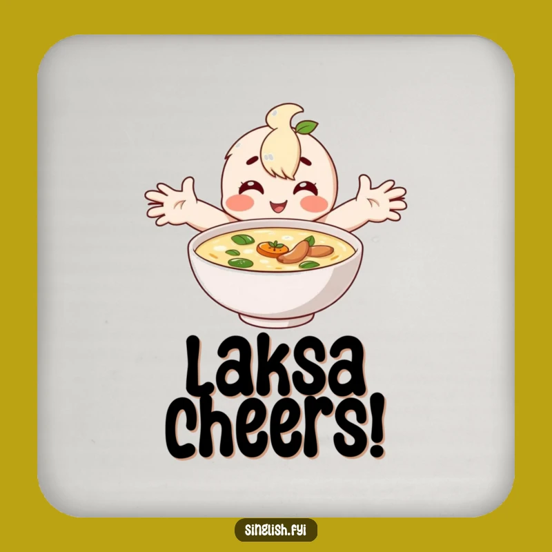 Funny Happy Laksa Coaster - Comforting Embrace Holder for Perfect Gifts