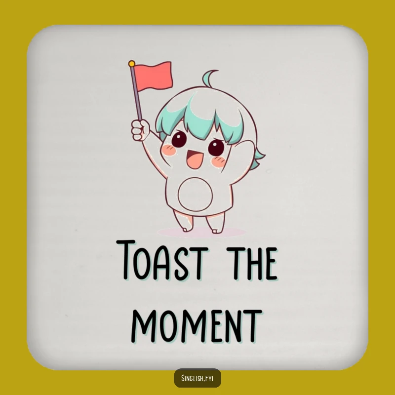 Funny Waving Flag Character Drink Coaster: Protect Surfaces with Flair