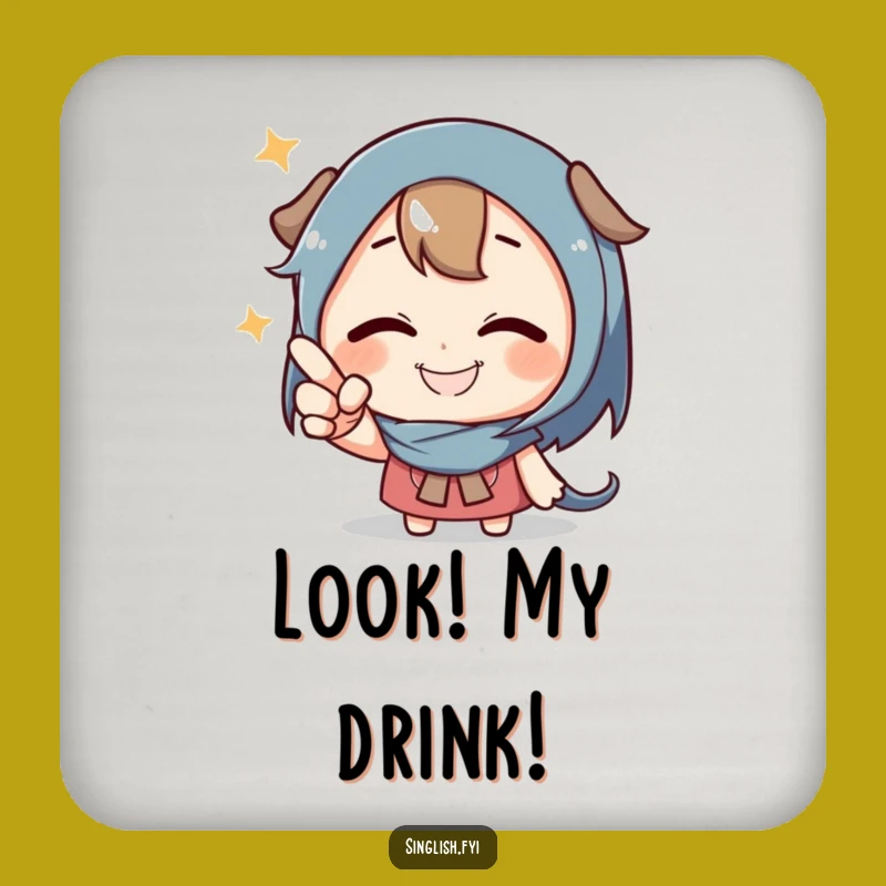 Funny Pointing Character Coaster Set - Playful Grin Protection Gift