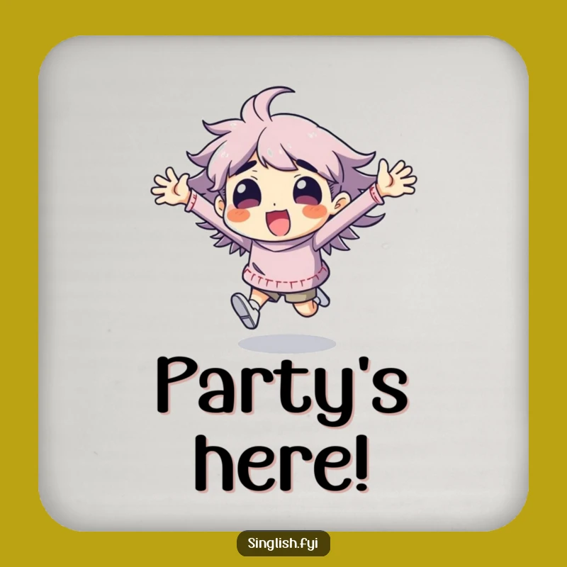 Funny Excitement Coaster: Protect Surfaces with Energetic Character Art Gift