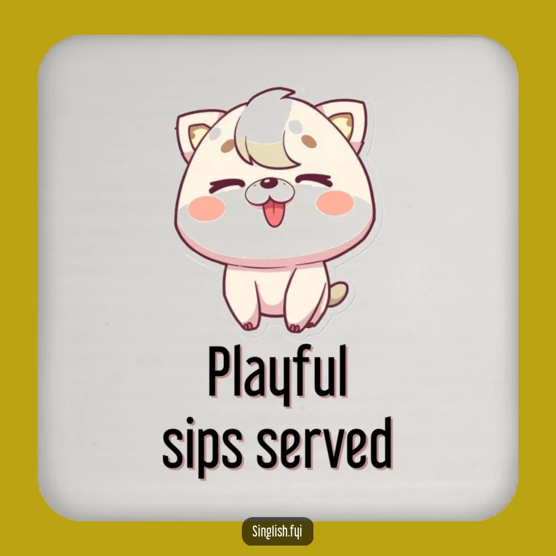 Funny Tongue Out Wink Drink Coaster: Playful Character Cheeky Gift