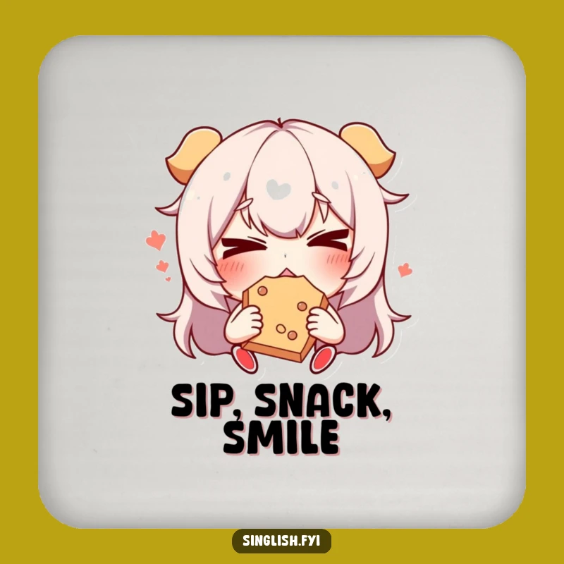 Funny Snack Face Character Drink Coaster: Protect Surfaces with Snack Humor