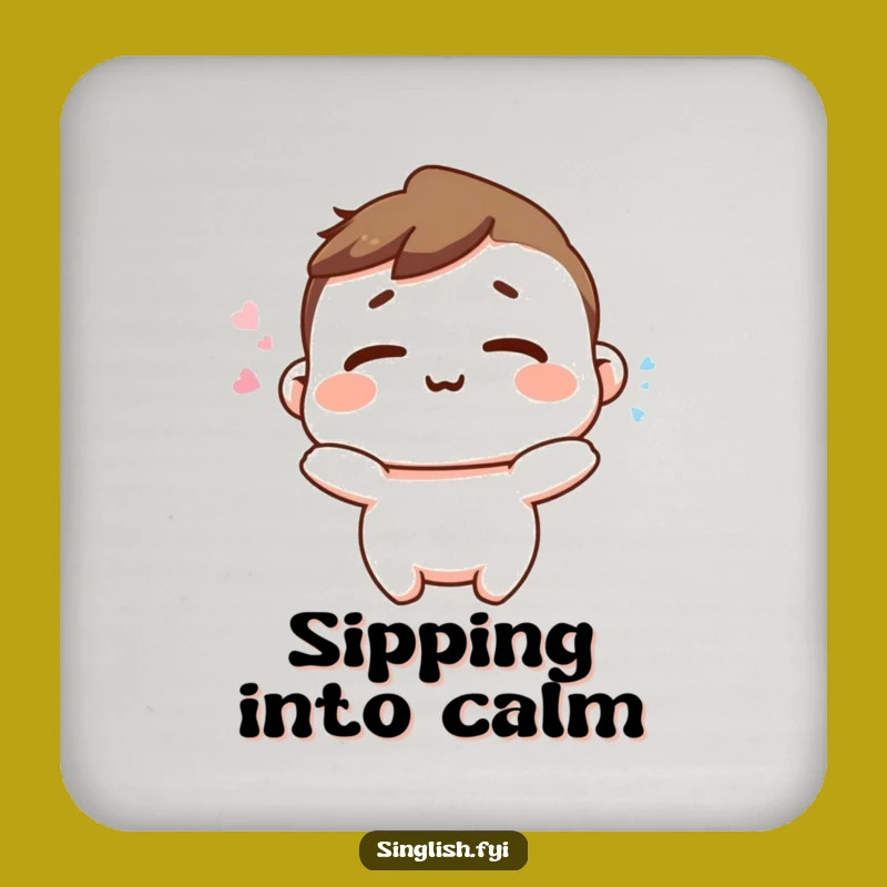 Funny Happy Sigh Coaster - Relaxed Protection, Peace Promoting Accessory Gift