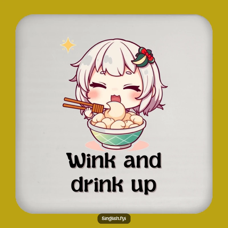 Funny Mee Goreng Wink Coaster: Playful Character, Table Protection Humor Gift