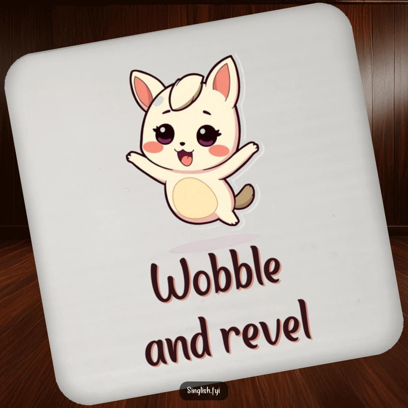 Funny Coaster: A character wiggles energetically, adding fun to your table. Humorous and practical.