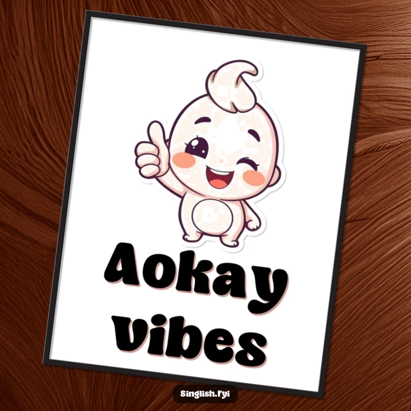 Funny Thumbs Up Poster: A happy character confidently gives a thumbs up with a playful wink, creating uplifting and funny wall art.