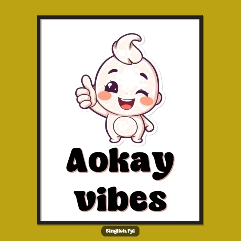 Funny Thumbs Up Poster: Cheerful Character Wink Wall Art, Wonderful Happy Gift!
