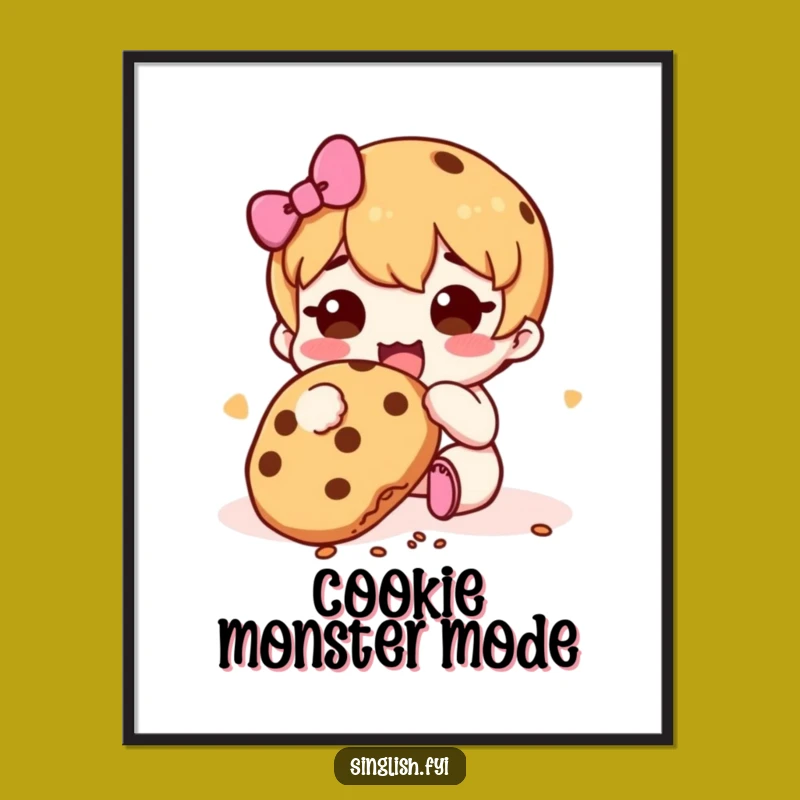 Funny Happy Cookie Muncher Poster: Cute Art for Walls, Ideal Funny Gift