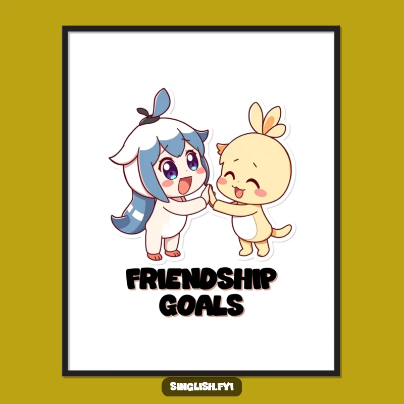 Funny High-Five Pals Poster: Hilarious Art for Shared Success!