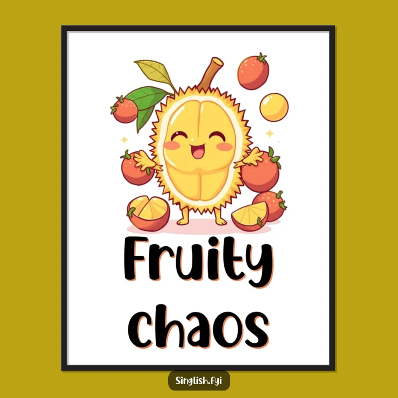Funny Durian Juggling Poster - Vibrant Fruit Art for Kitchen Decor Gifts