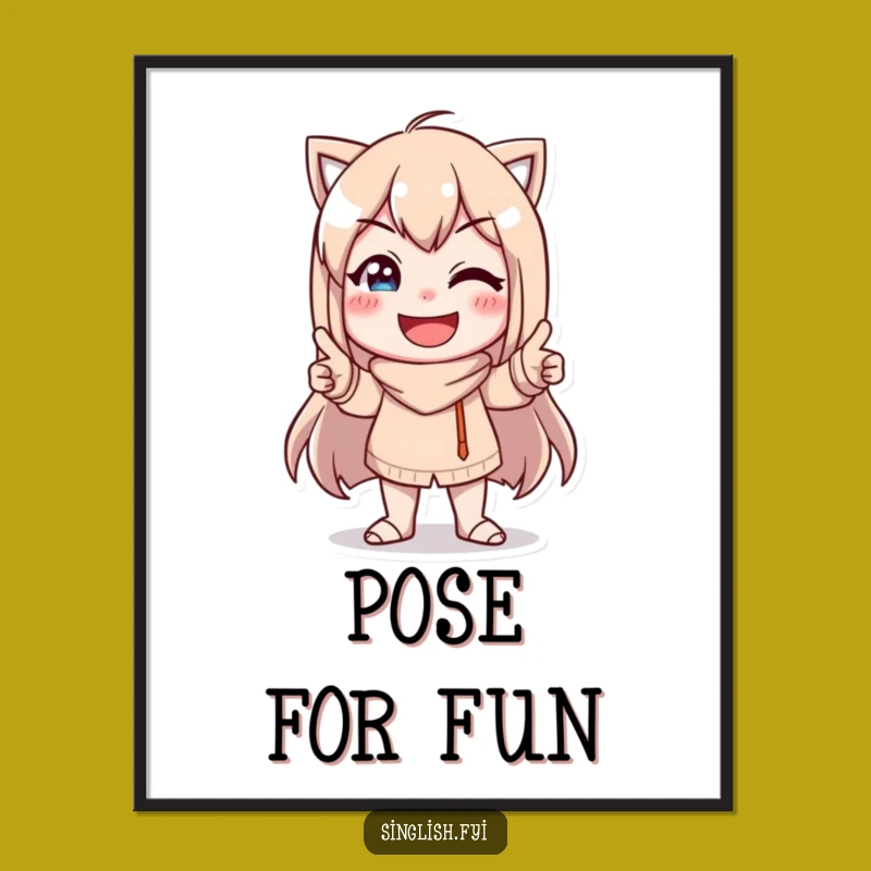 Funny Character Pose Poster - Goofy Smile Art for Walls Gift