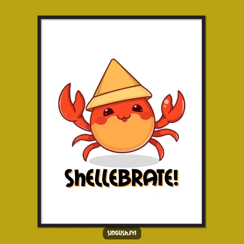 Funny Chili Crab Poster - Mischievous Hat Character Art, Quirky Funny Gift