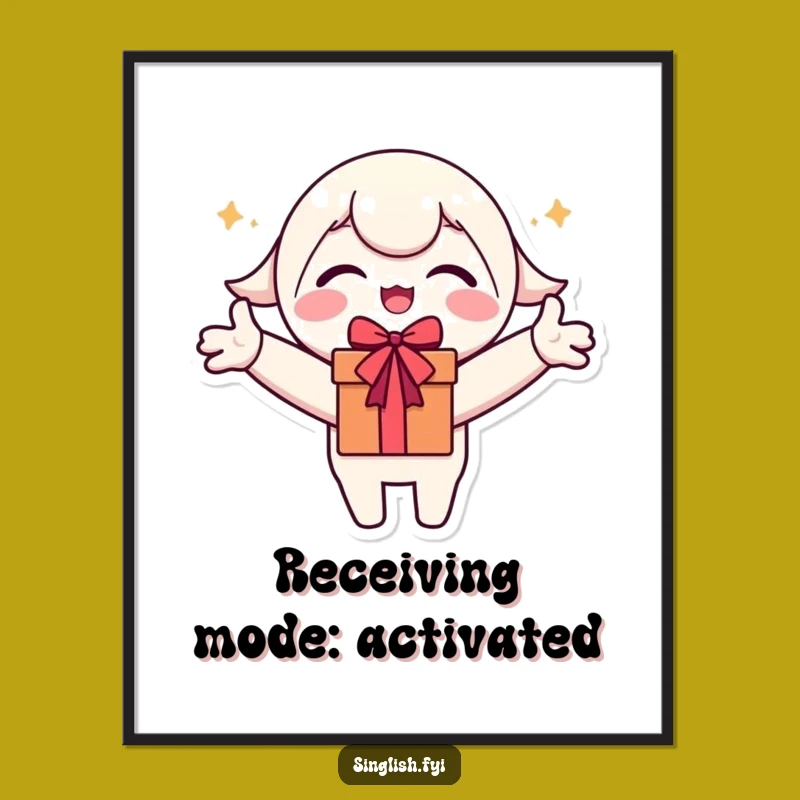 Funny Excited Character Poster: Brighten Your Wall with Gift-Loving Art